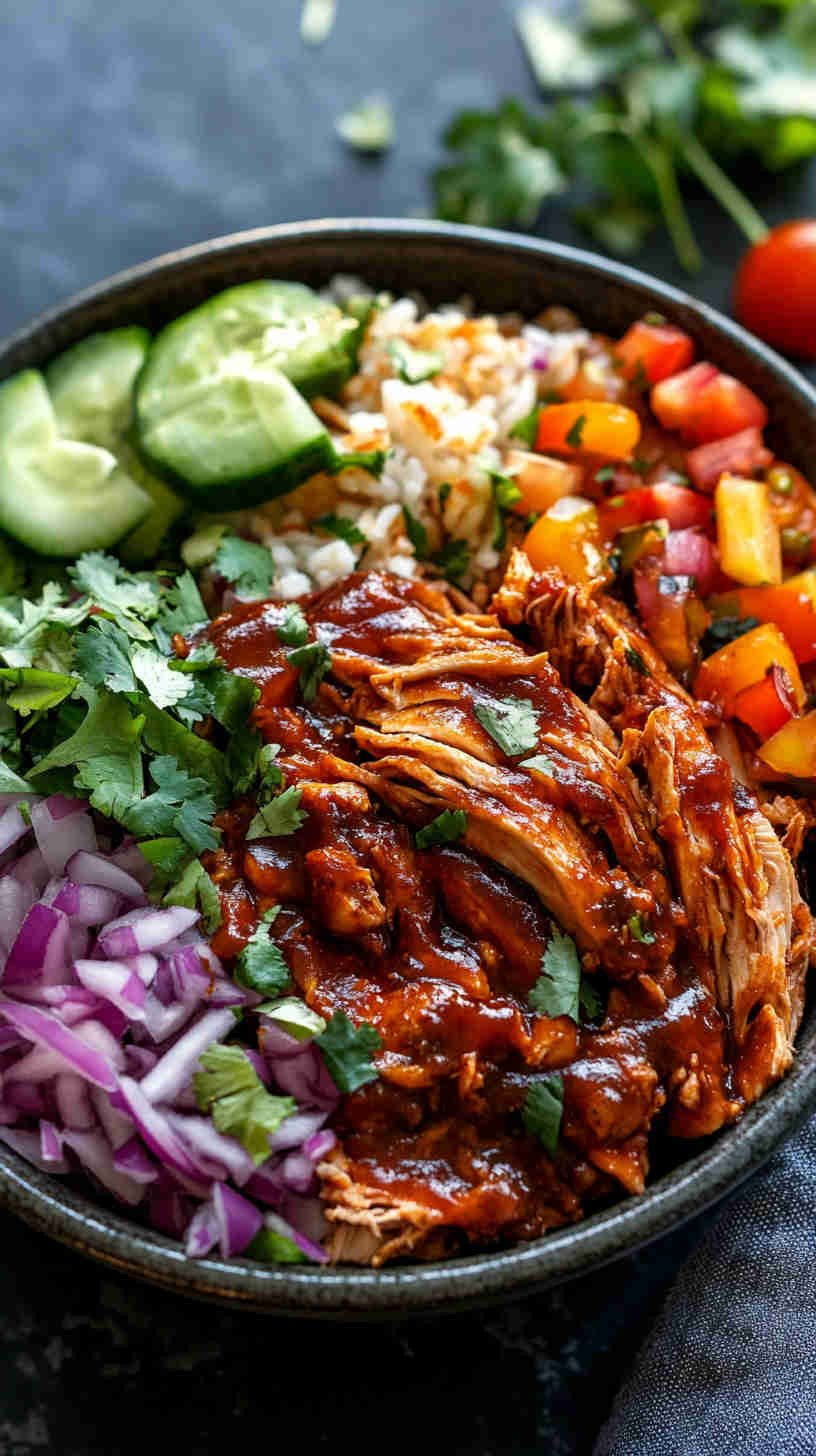 Spicy BBQ Pulled Chicken Bowls