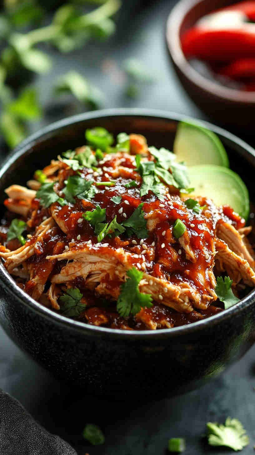 Spicy BBQ Pulled Chicken Bowls