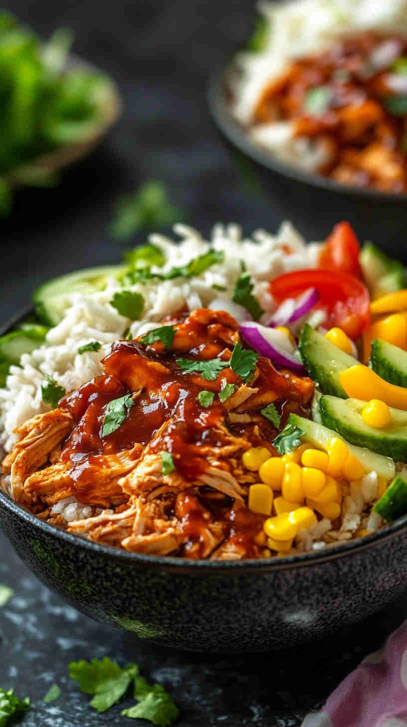 Spicy BBQ Pulled Chicken Bowls