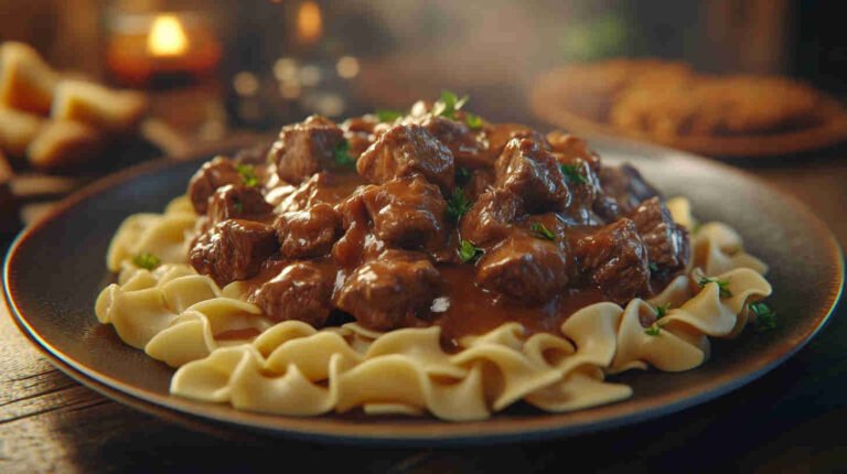 Tender Beef Stroganoff Made in a Slow Cooker