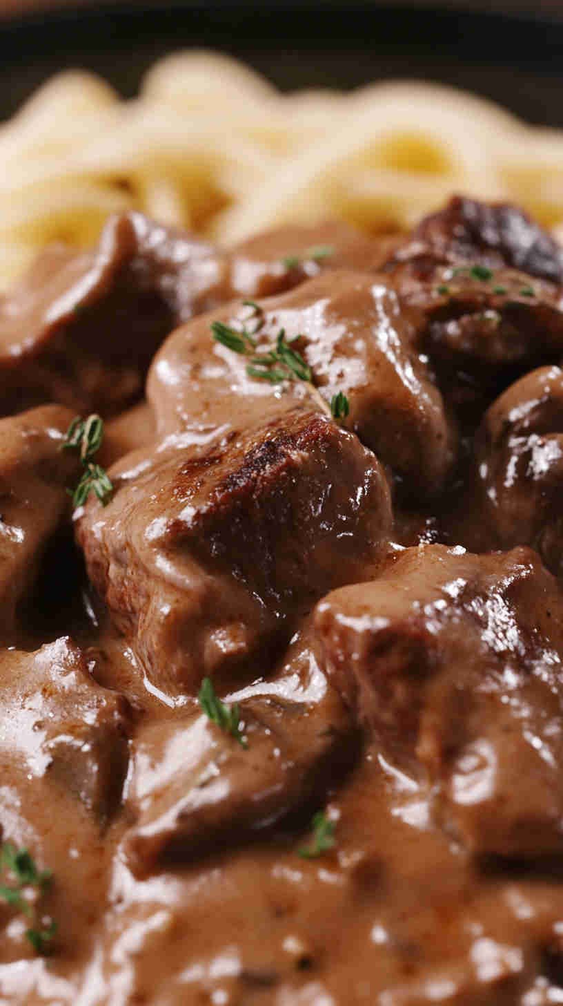 Tender Beef Stroganoff Made in a Slow Cooker