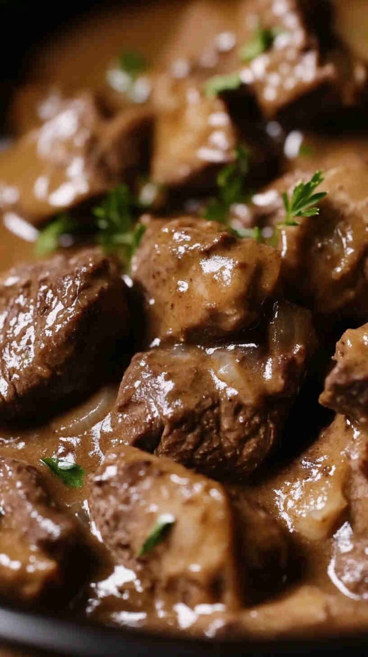 Tender Beef Stroganoff Made in a Slow Cooker