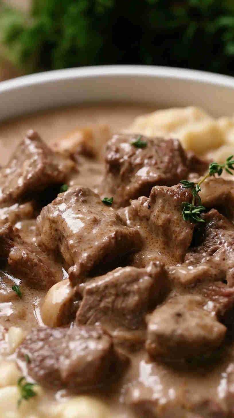 Tender Beef Stroganoff Made in a Slow Cooker