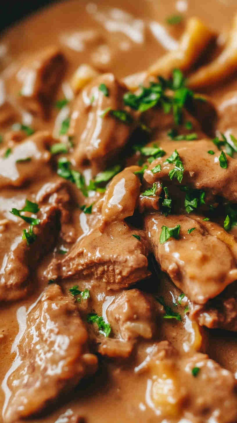 Tender Beef Stroganoff Made in a Slow Cooker