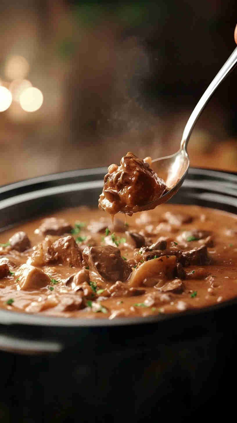 Tender Beef Stroganoff Made in a Slow Cooker