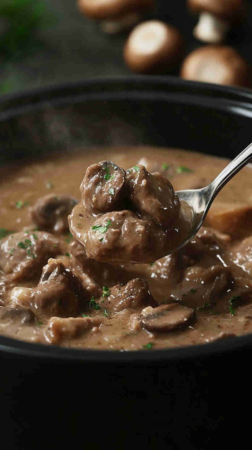 Tender Beef Stroganoff Made in a Slow Cooker