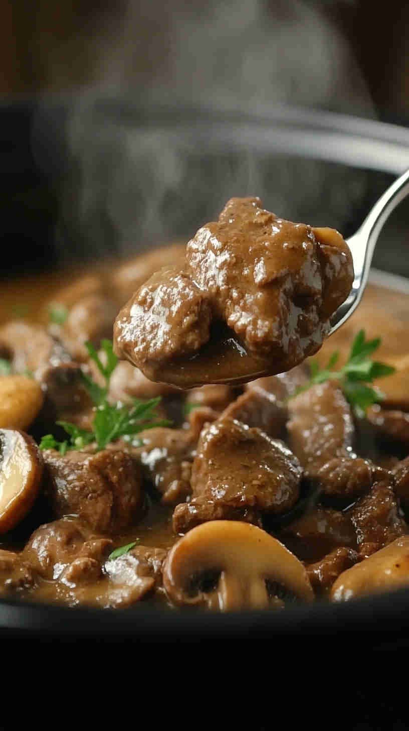 Tender Beef Stroganoff Made in a Slow Cooker