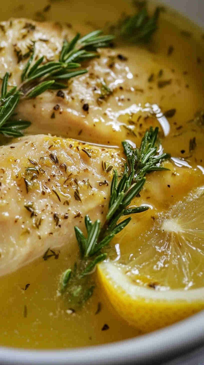 Tender Crockpot Lemon Herb Chicken