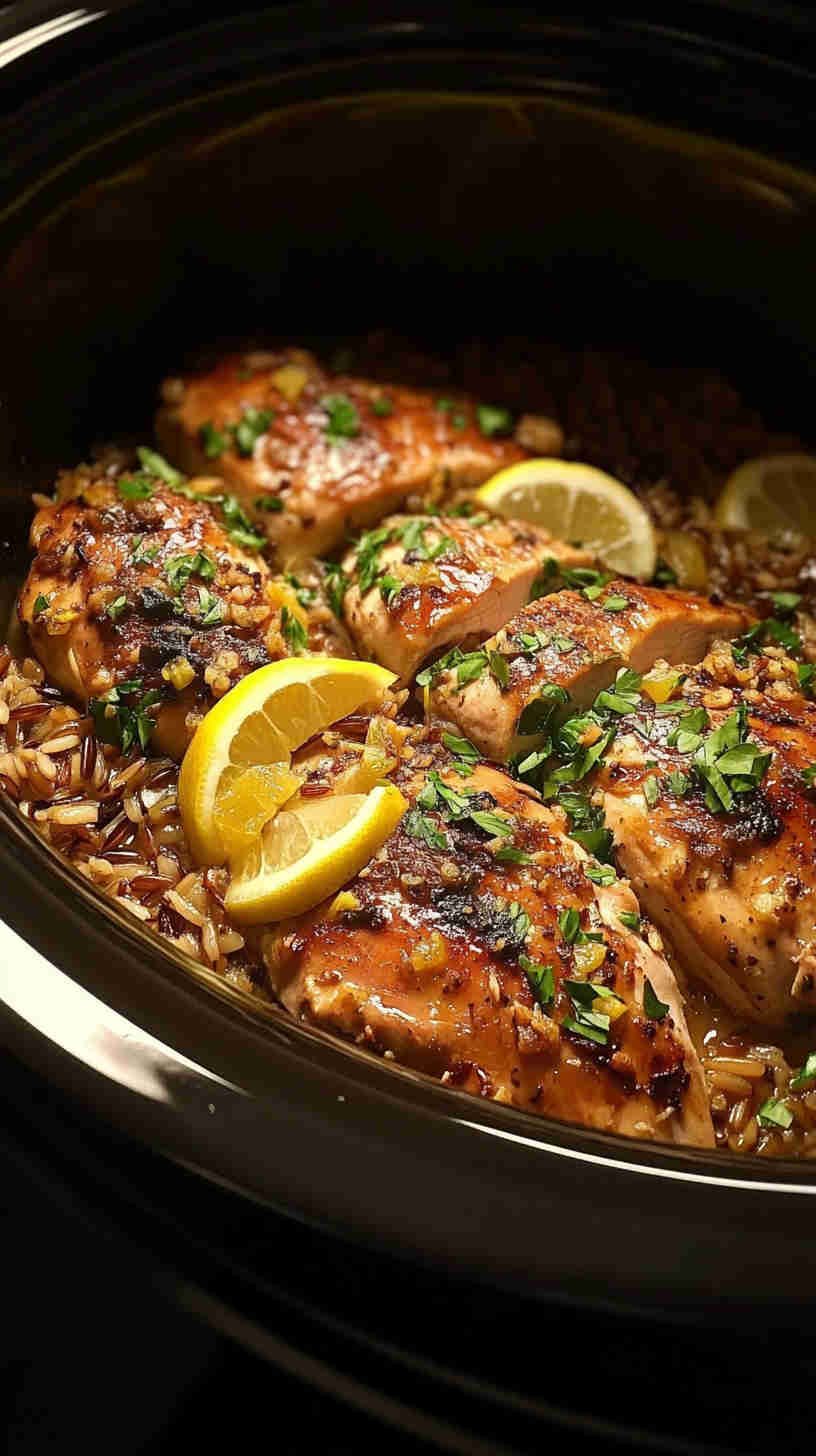 Tender Crockpot Lemon Herb Chicken