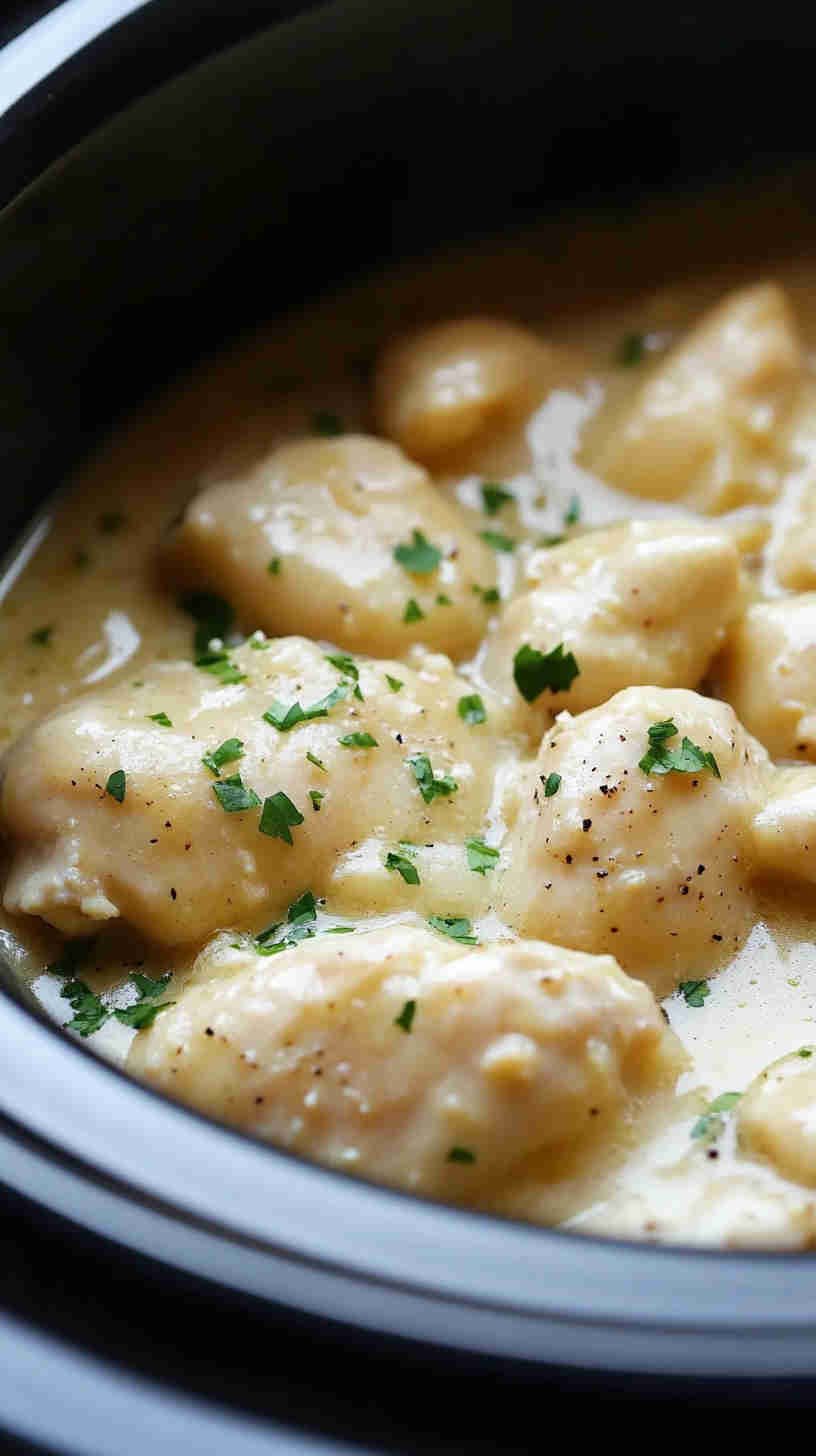 Tender Slow Cooker Garlic Parmesan Chicken