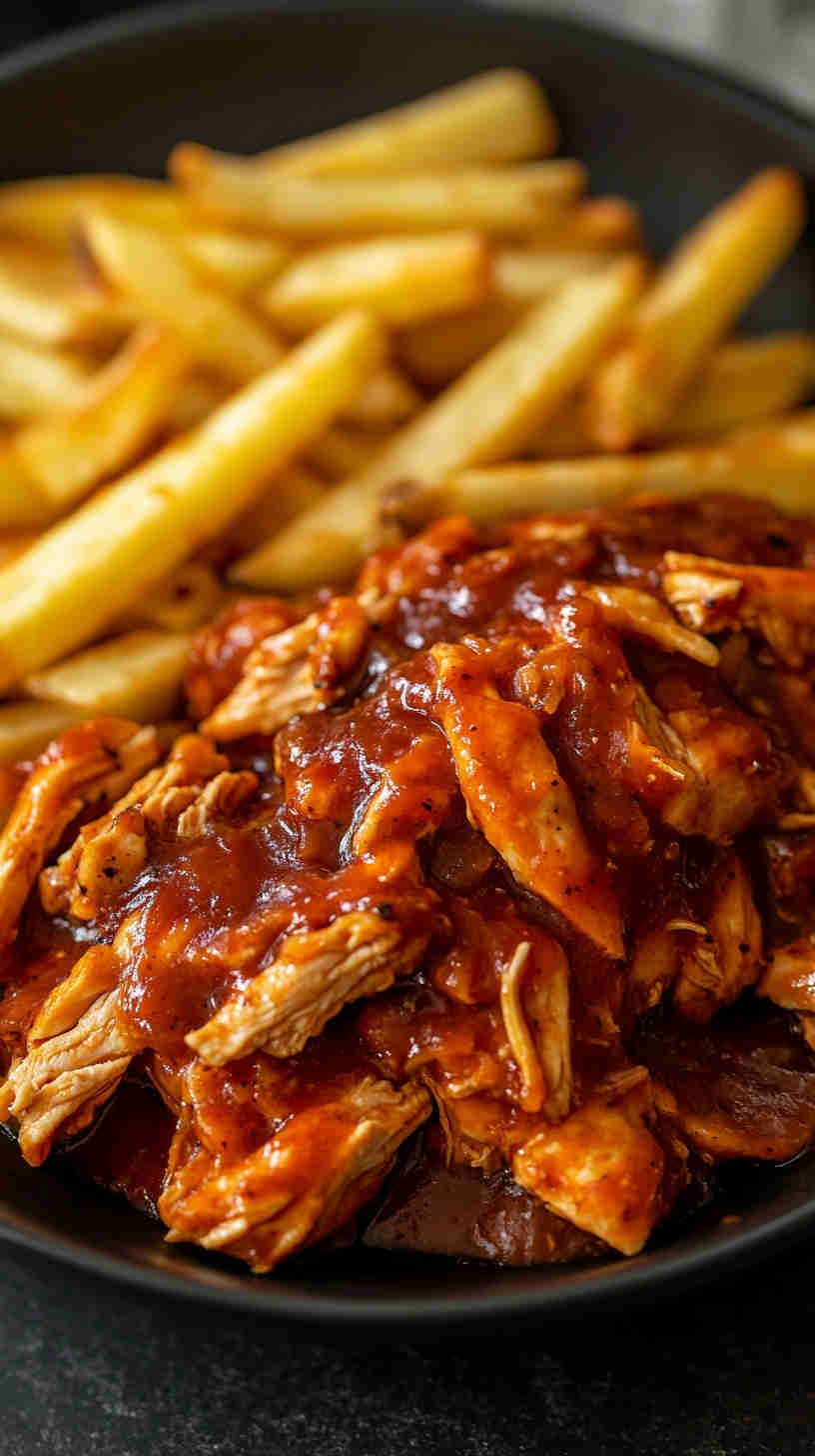 Zesty BBQ Pulled Chicken and Fries