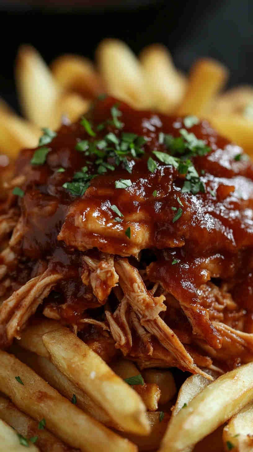 Zesty BBQ Pulled Chicken and Fries
