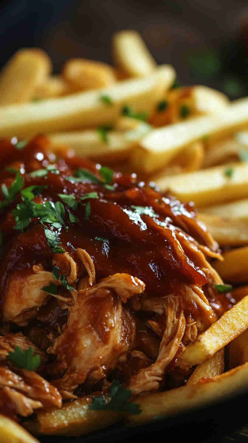 Zesty BBQ Pulled Chicken and Fries