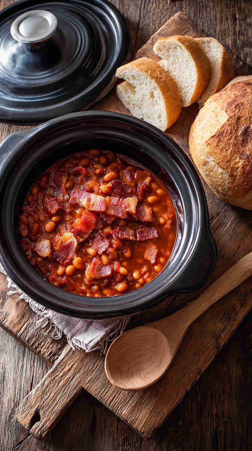 Crockpot BBQ Baked Beans with Bacon