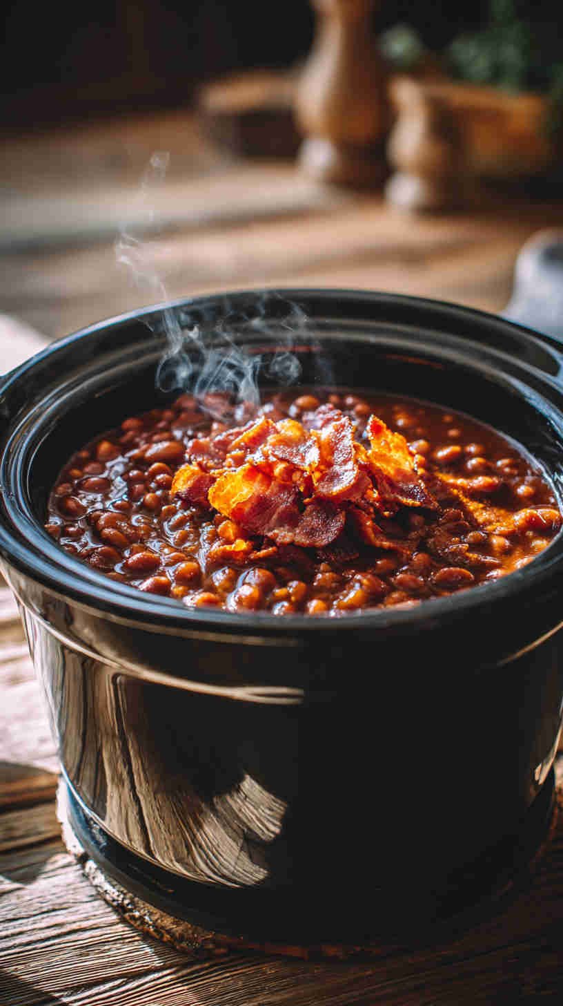 Crockpot BBQ Baked Beans with Bacon