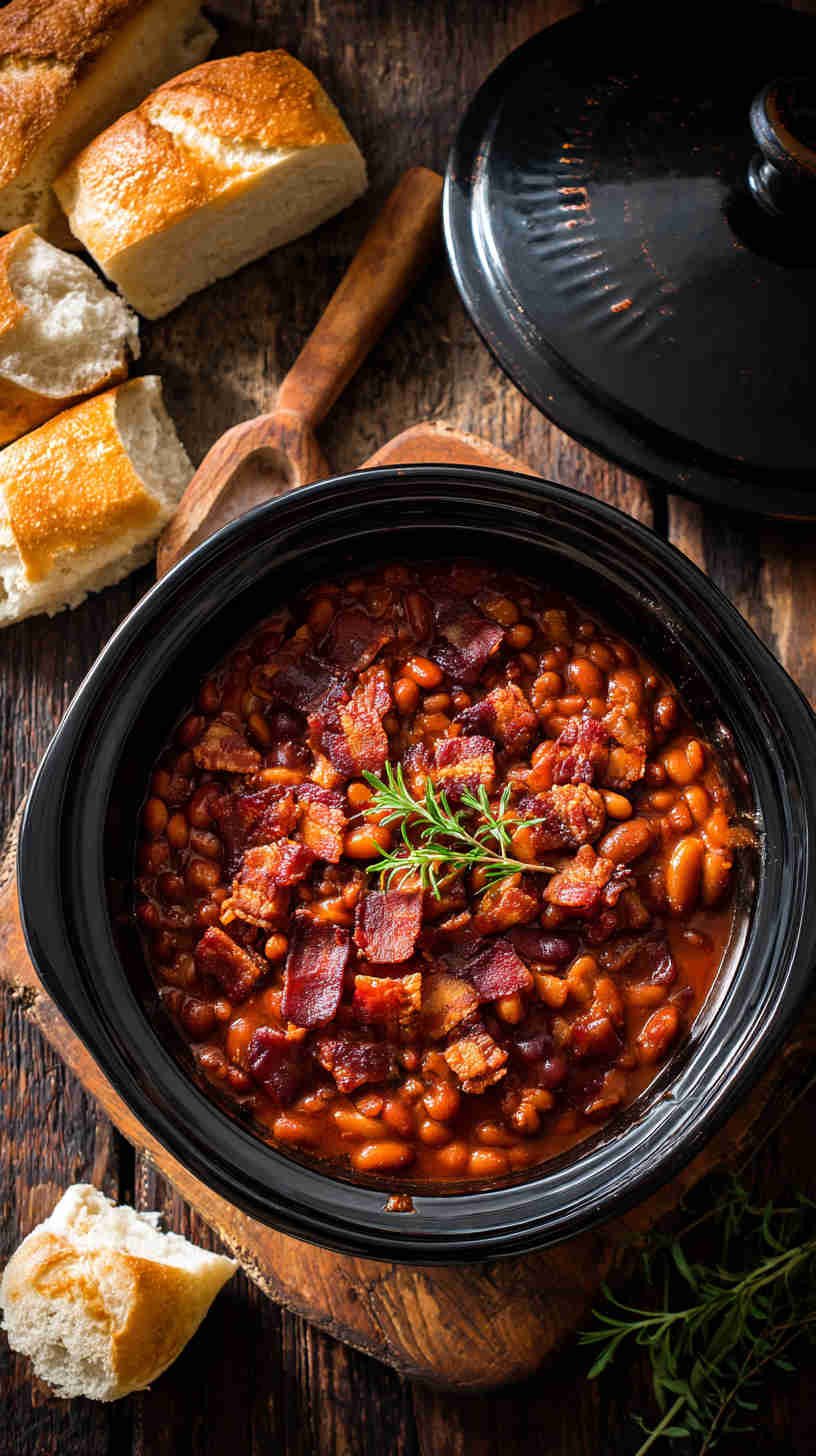 Crockpot BBQ Baked Beans with Bacon