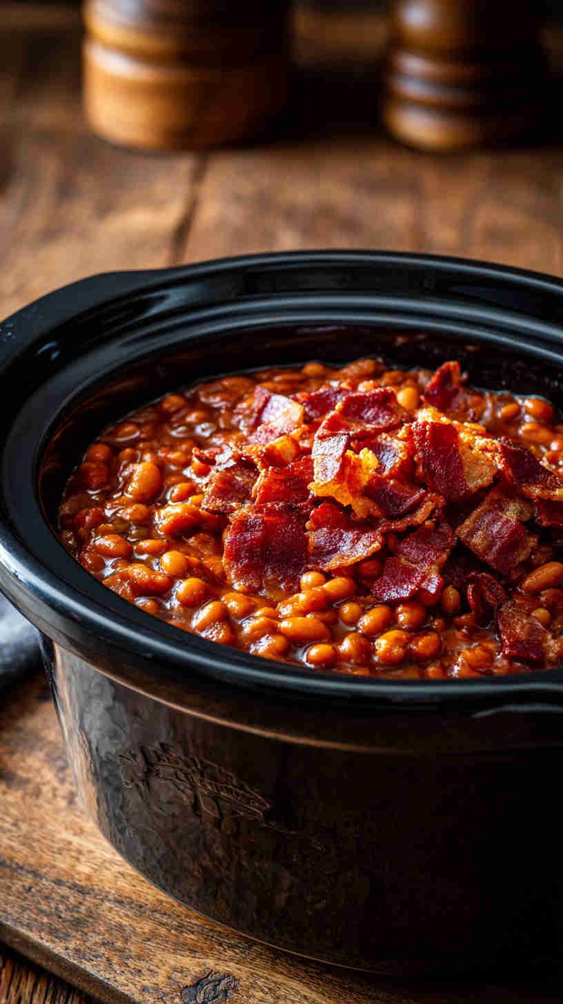 Crockpot BBQ Baked Beans with Bacon