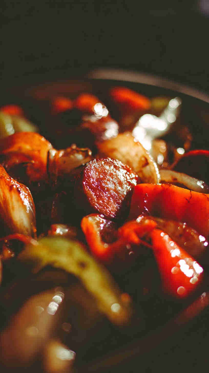 Crockpot BBQ Sausage and Peppers