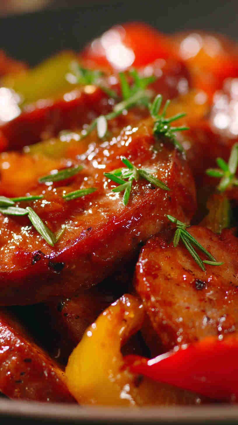 Crockpot BBQ Sausage and Peppers