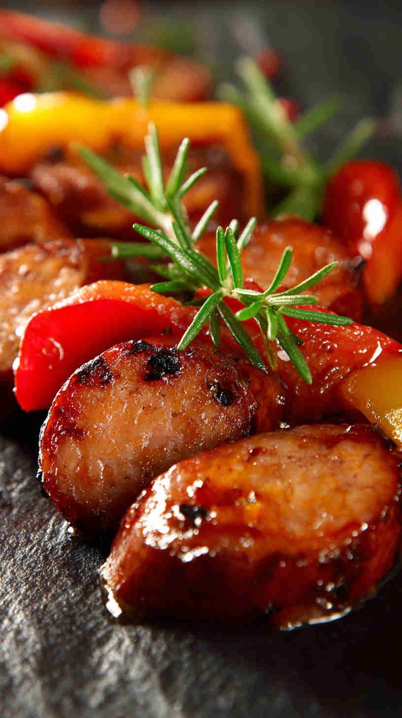 Crockpot BBQ Sausage and Peppers