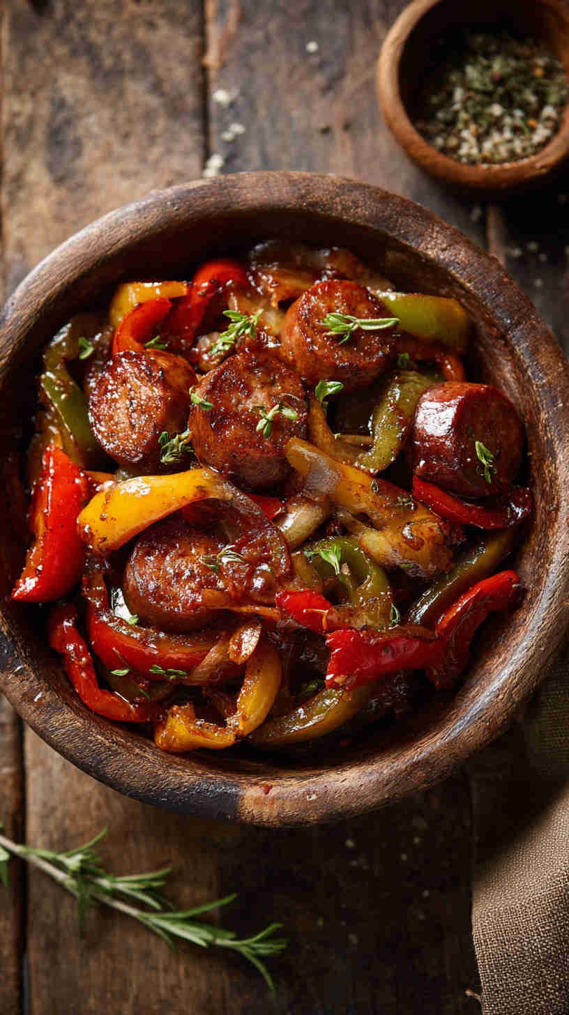 Crockpot BBQ Sausage and Peppers