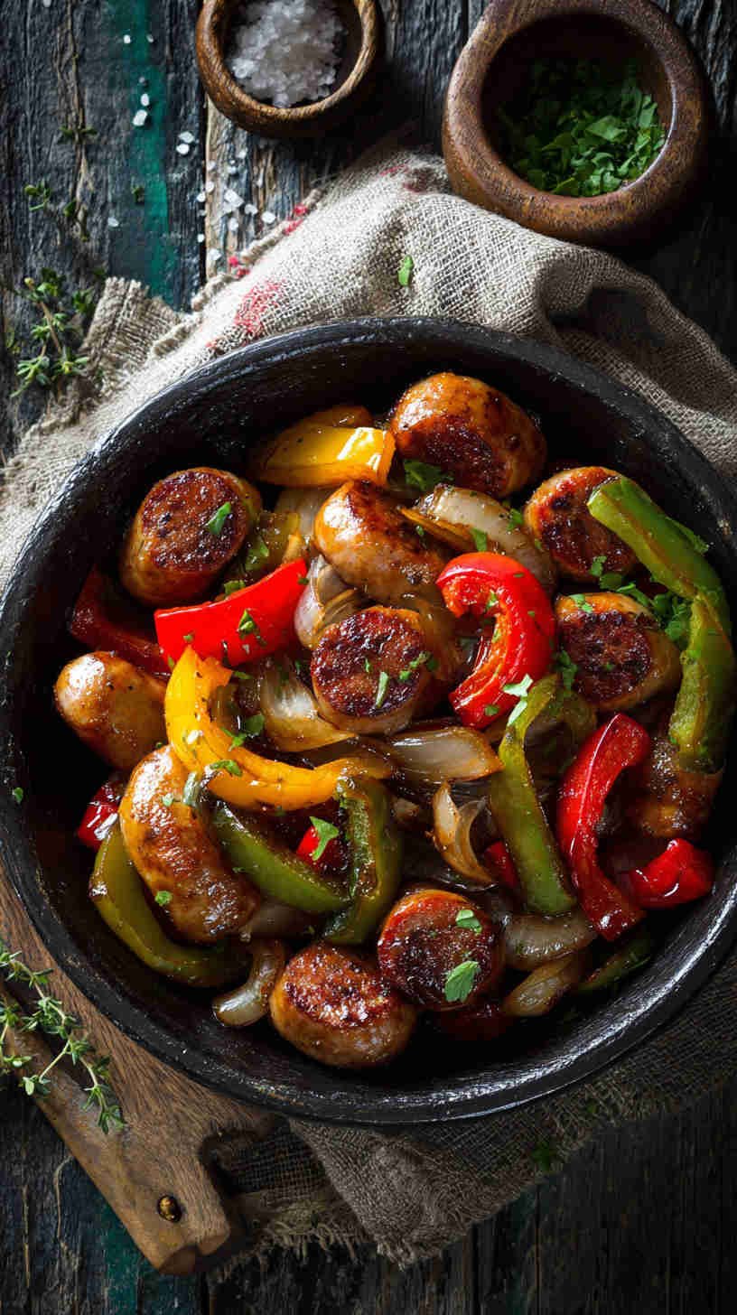 Crockpot BBQ Sausage and Peppers