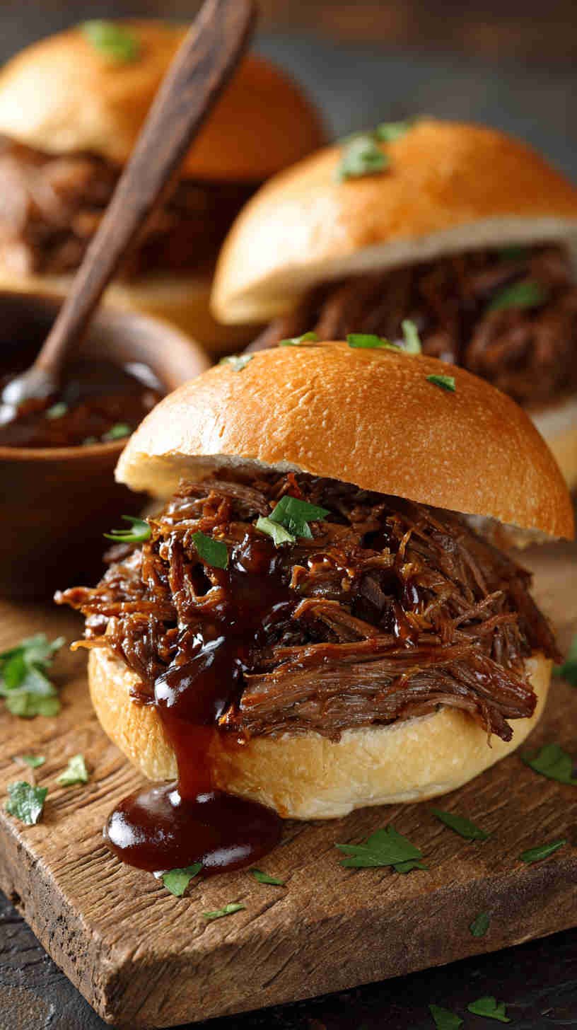 Crockpot BBQ Shredded Beef Sliders