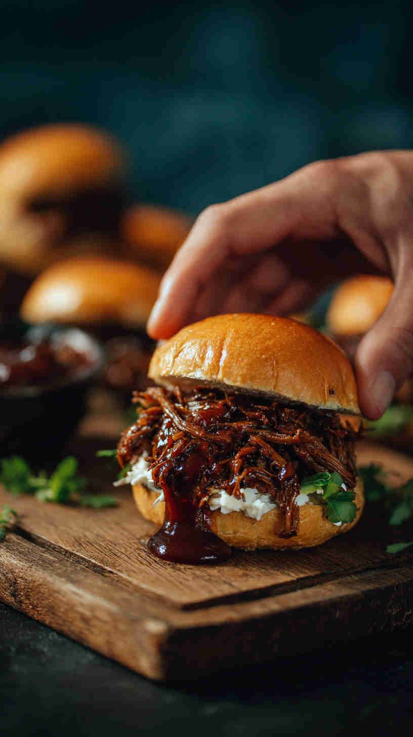 Crockpot BBQ Shredded Beef Sliders