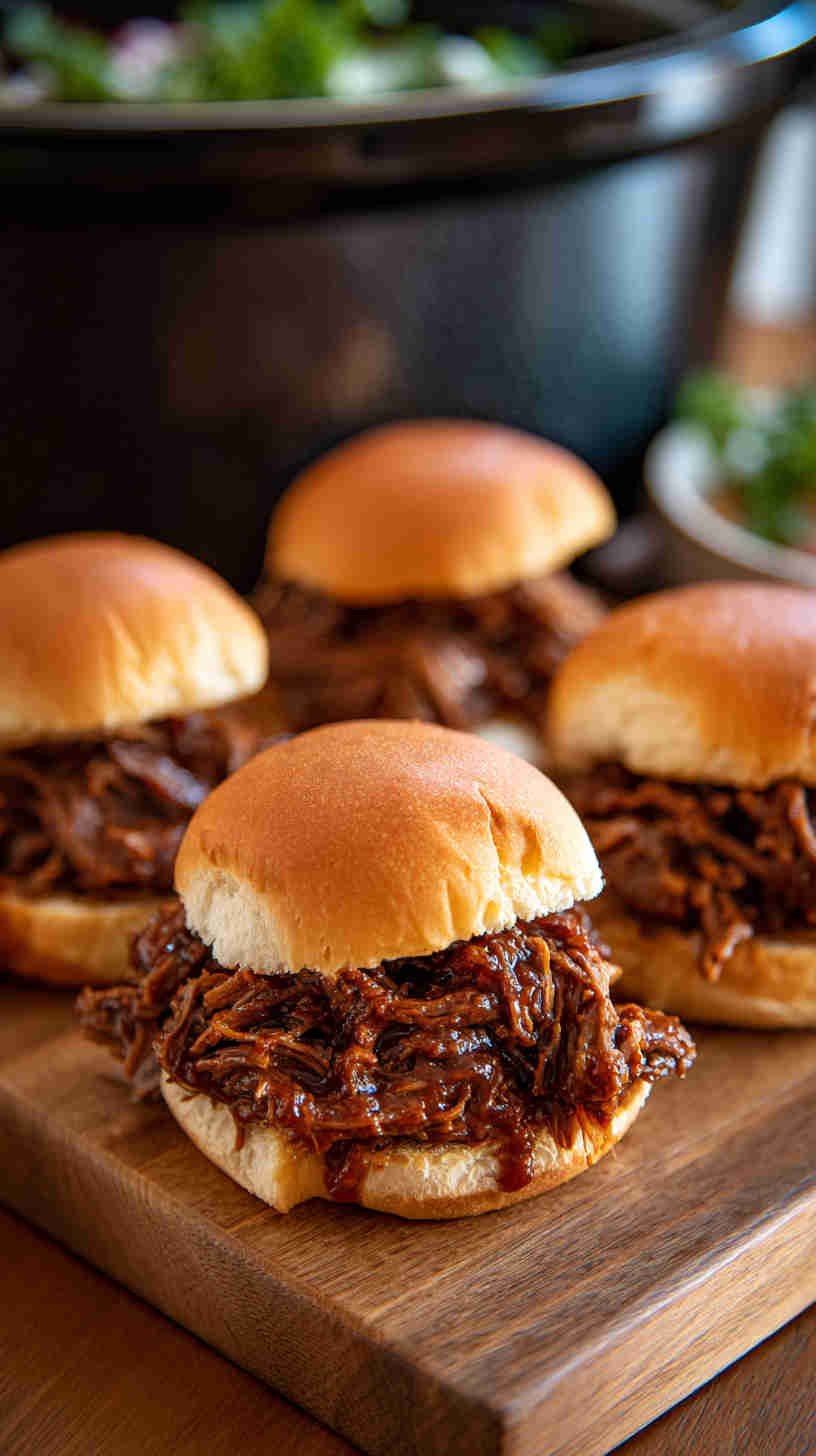 Crockpot BBQ Shredded Beef Sliders