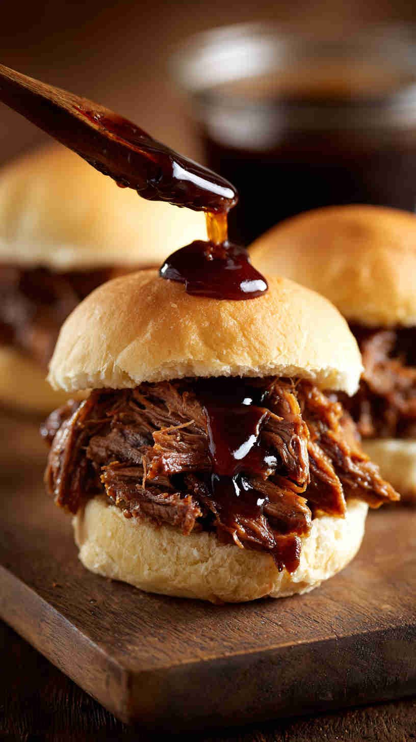 Crockpot BBQ Shredded Beef Sliders
