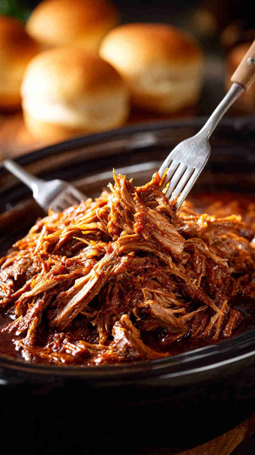 Crockpot BBQ Shredded Beef Sliders