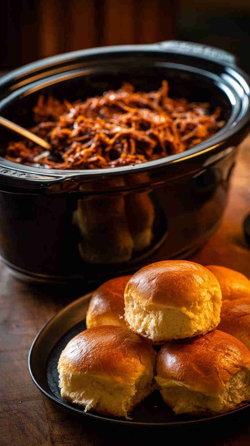 Crockpot BBQ Shredded Beef Sliders