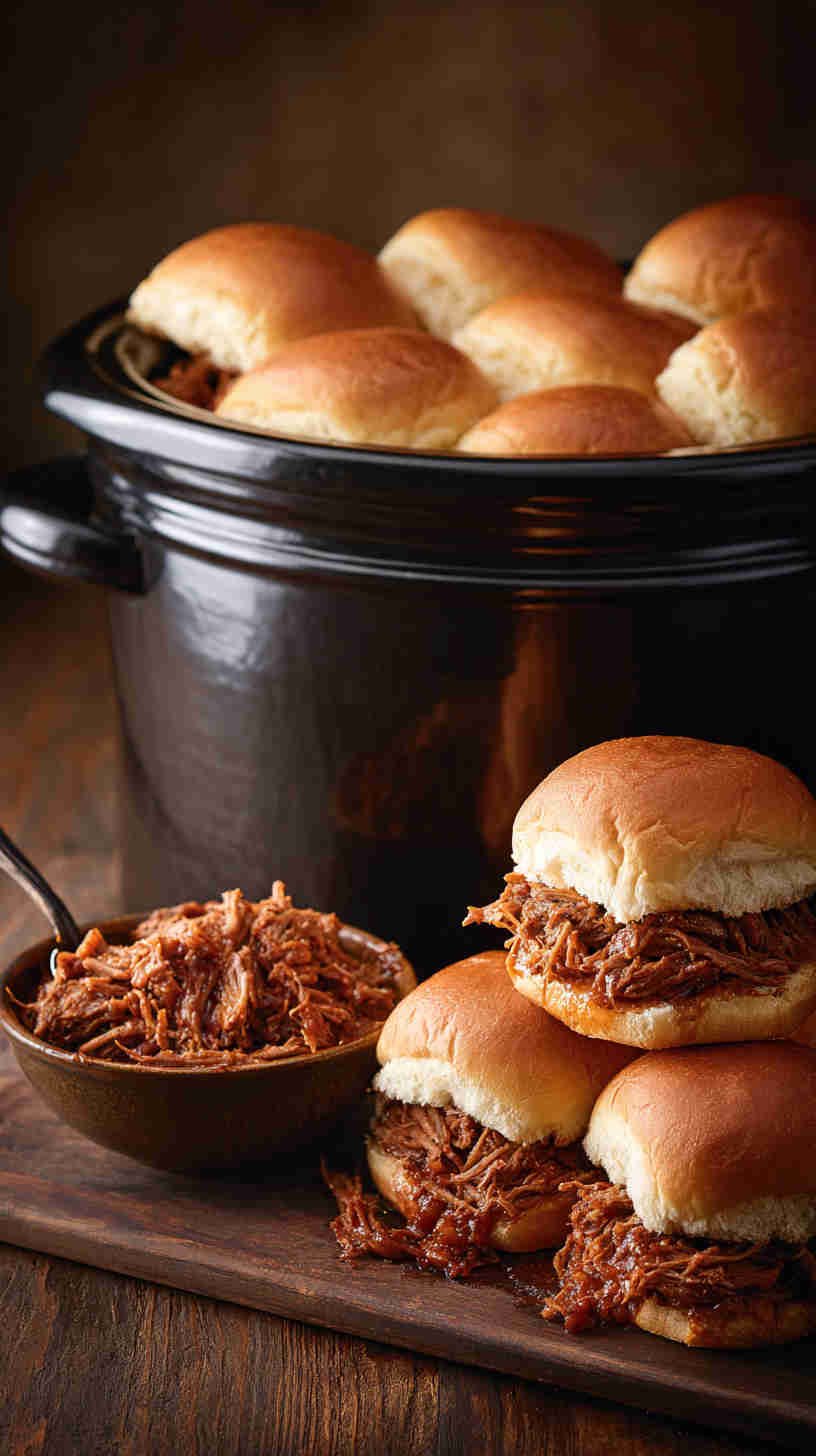 Crockpot BBQ Shredded Beef Sliders