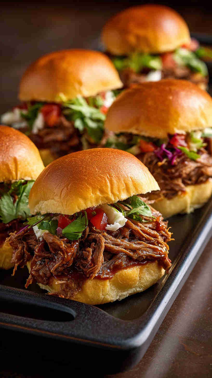 Crockpot BBQ Shredded Beef Sliders