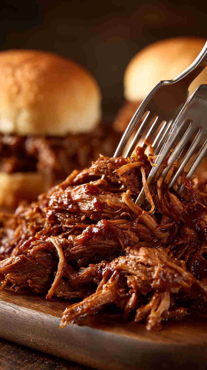 Crockpot BBQ Shredded Beef Sliders