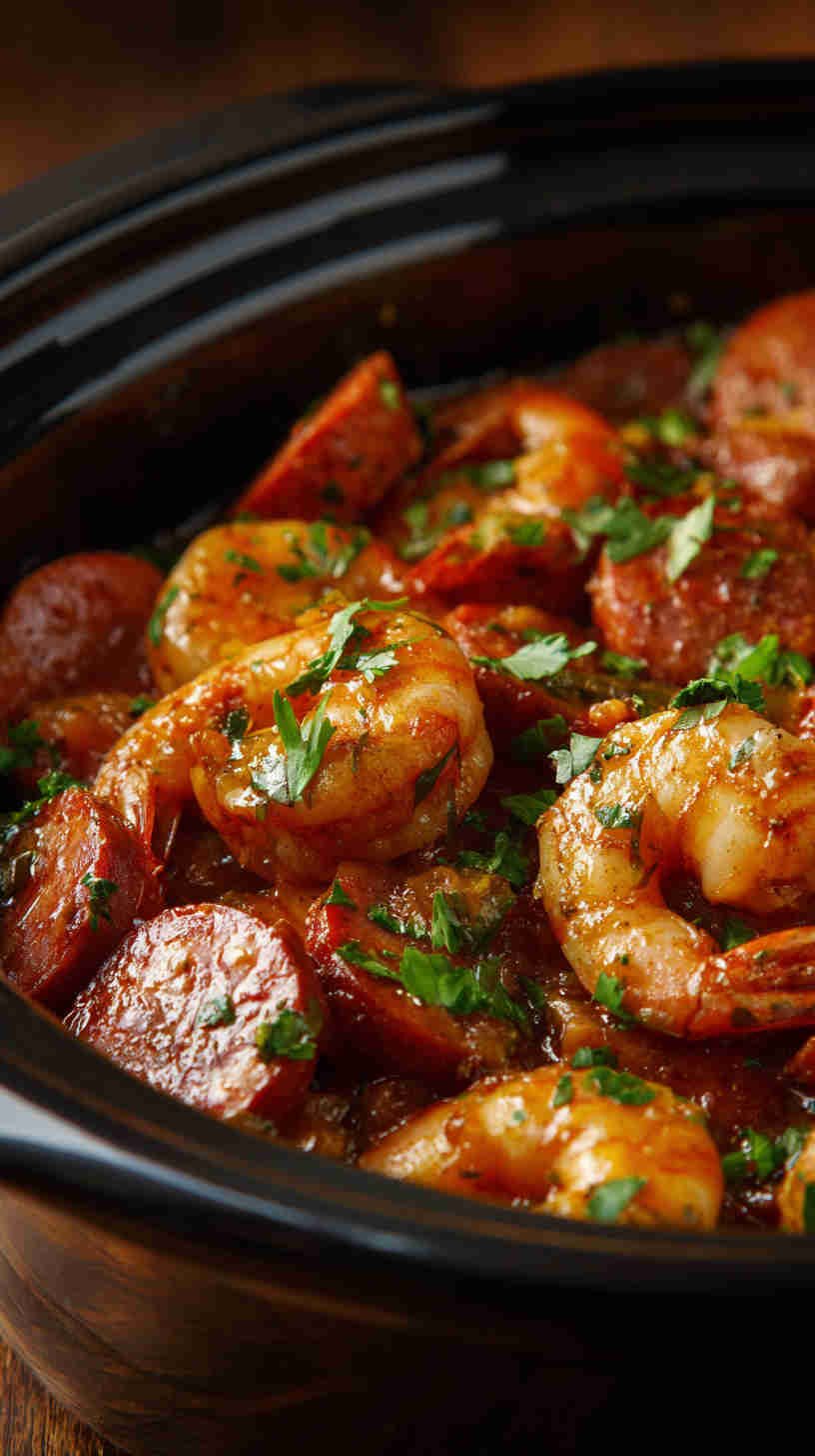 Crockpot Cajun Shrimp and Sausage Stew