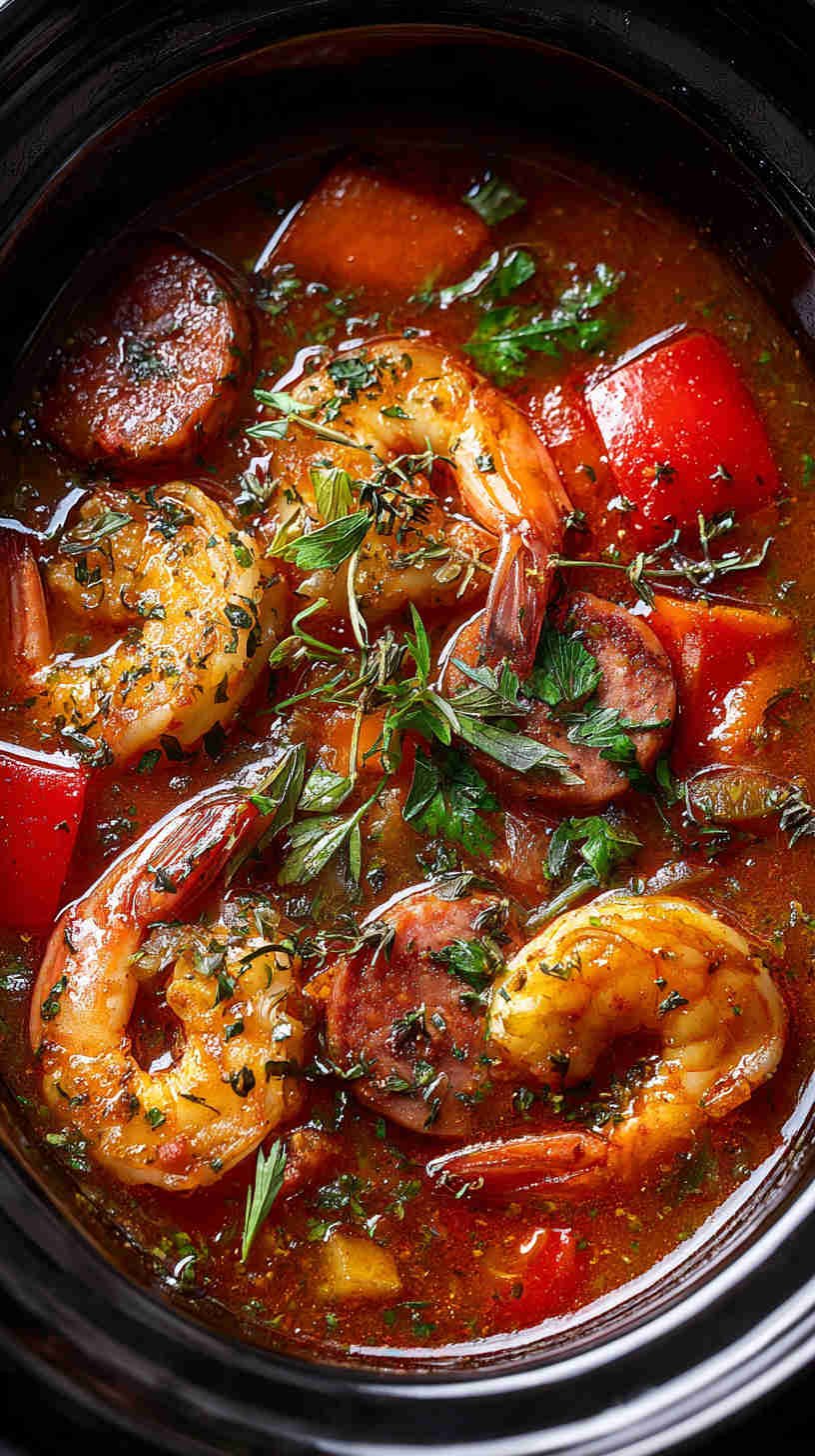 Crockpot Cajun Shrimp and Sausage Stew