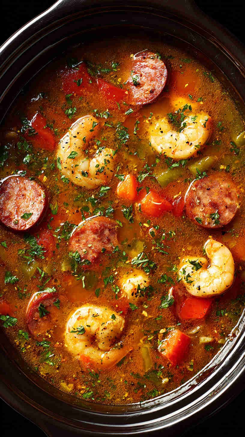Crockpot Cajun Shrimp and Sausage Stew