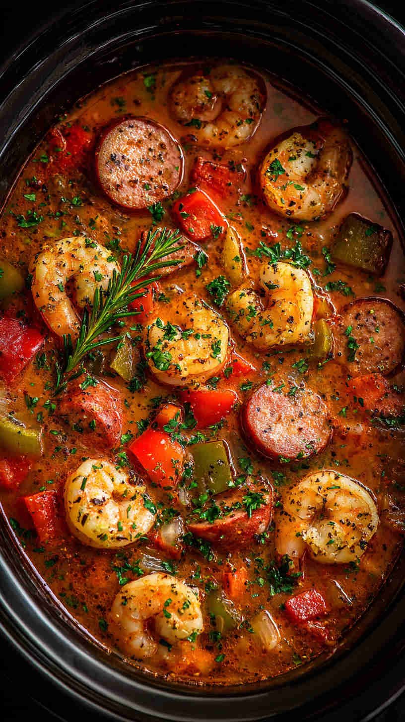 Crockpot Cajun Shrimp and Sausage Stew
