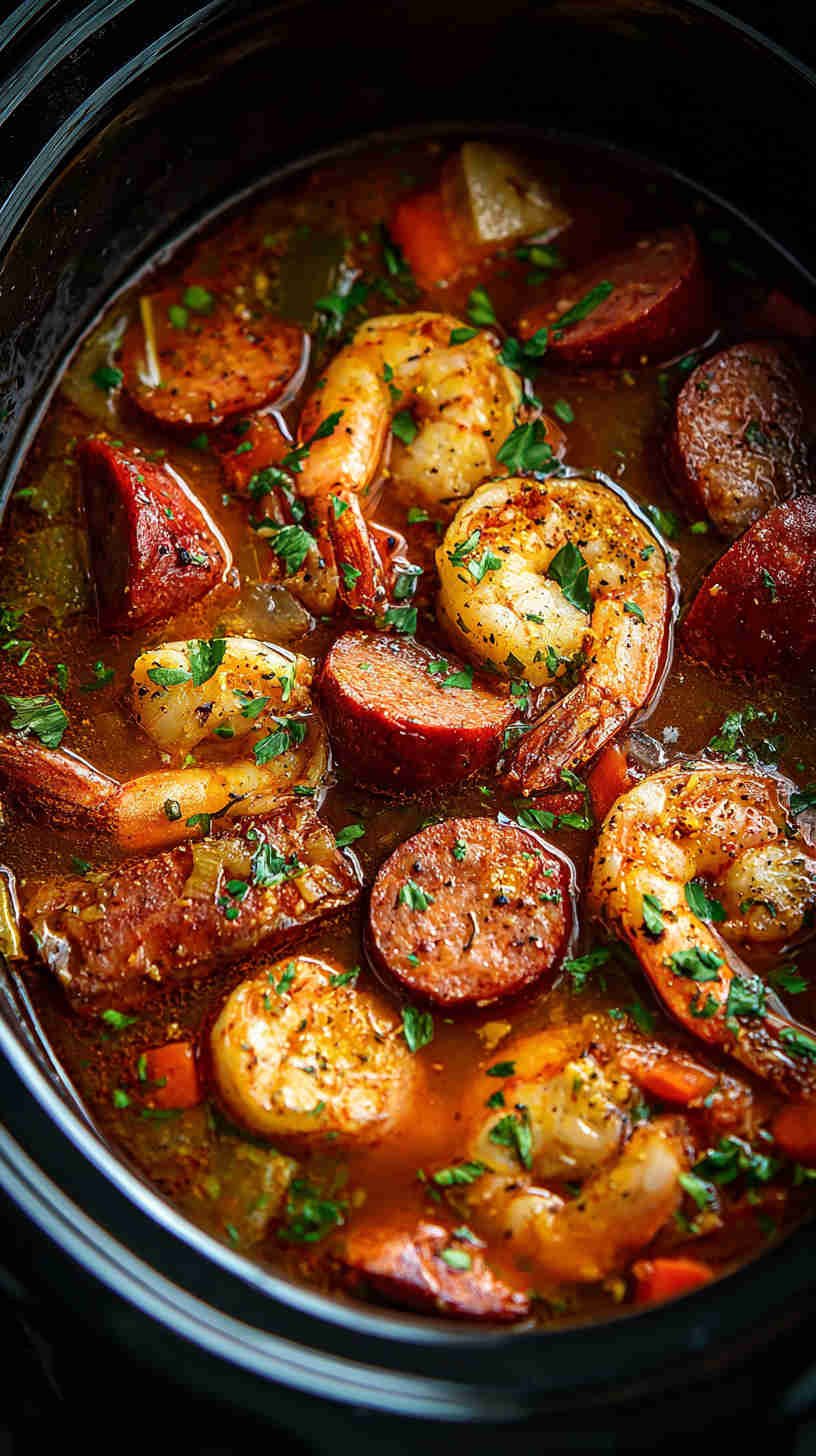 Crockpot Cajun Shrimp and Sausage Stew