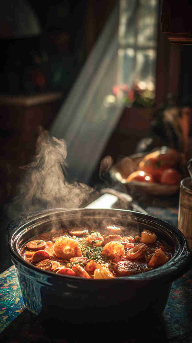 Crockpot Cajun Shrimp and Sausage Stew