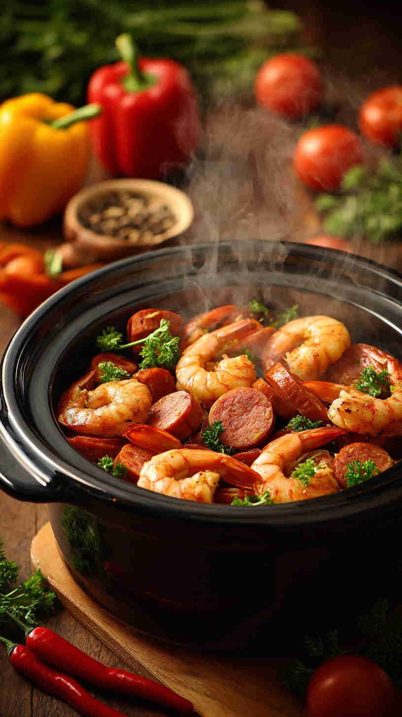 Crockpot Cajun Shrimp and Sausage Stew