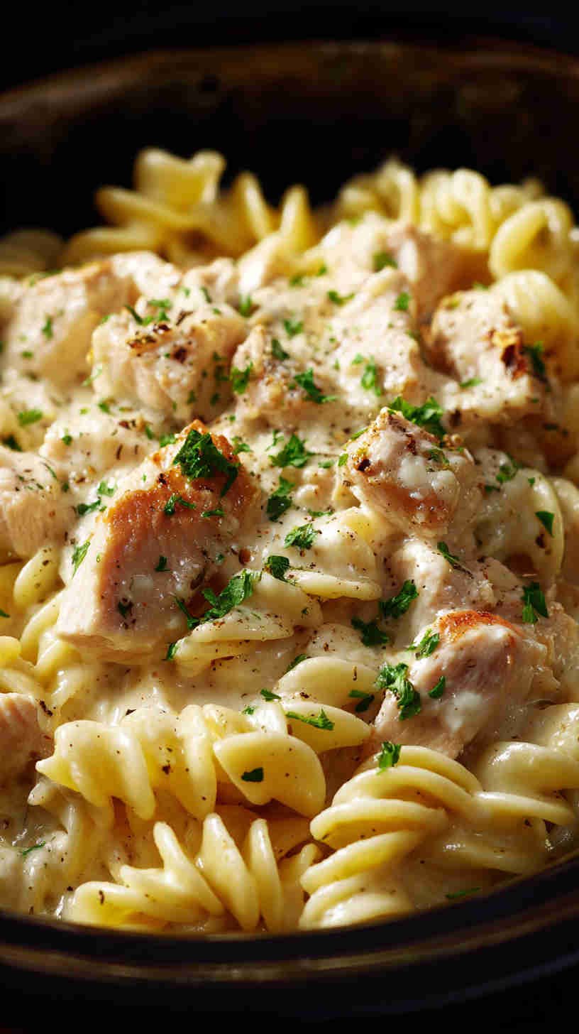 Crockpot Chicken Alfredo Pasta