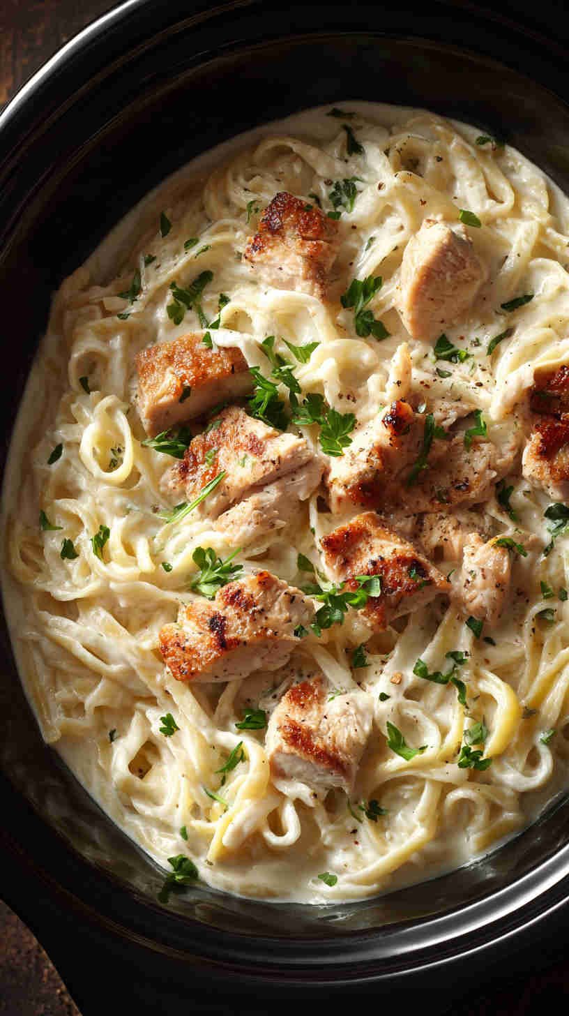 Crockpot Chicken Alfredo Pasta