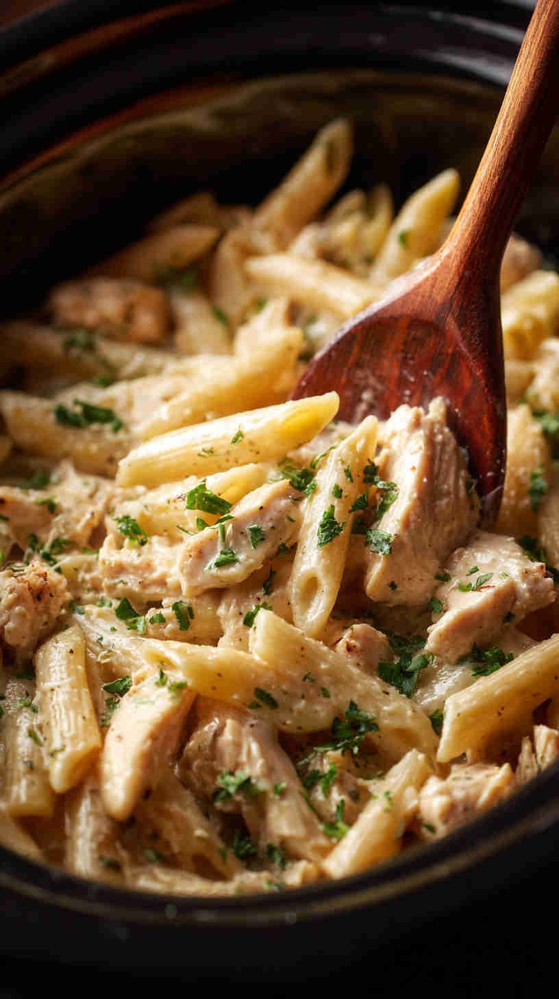 Crockpot Chicken Alfredo Pasta