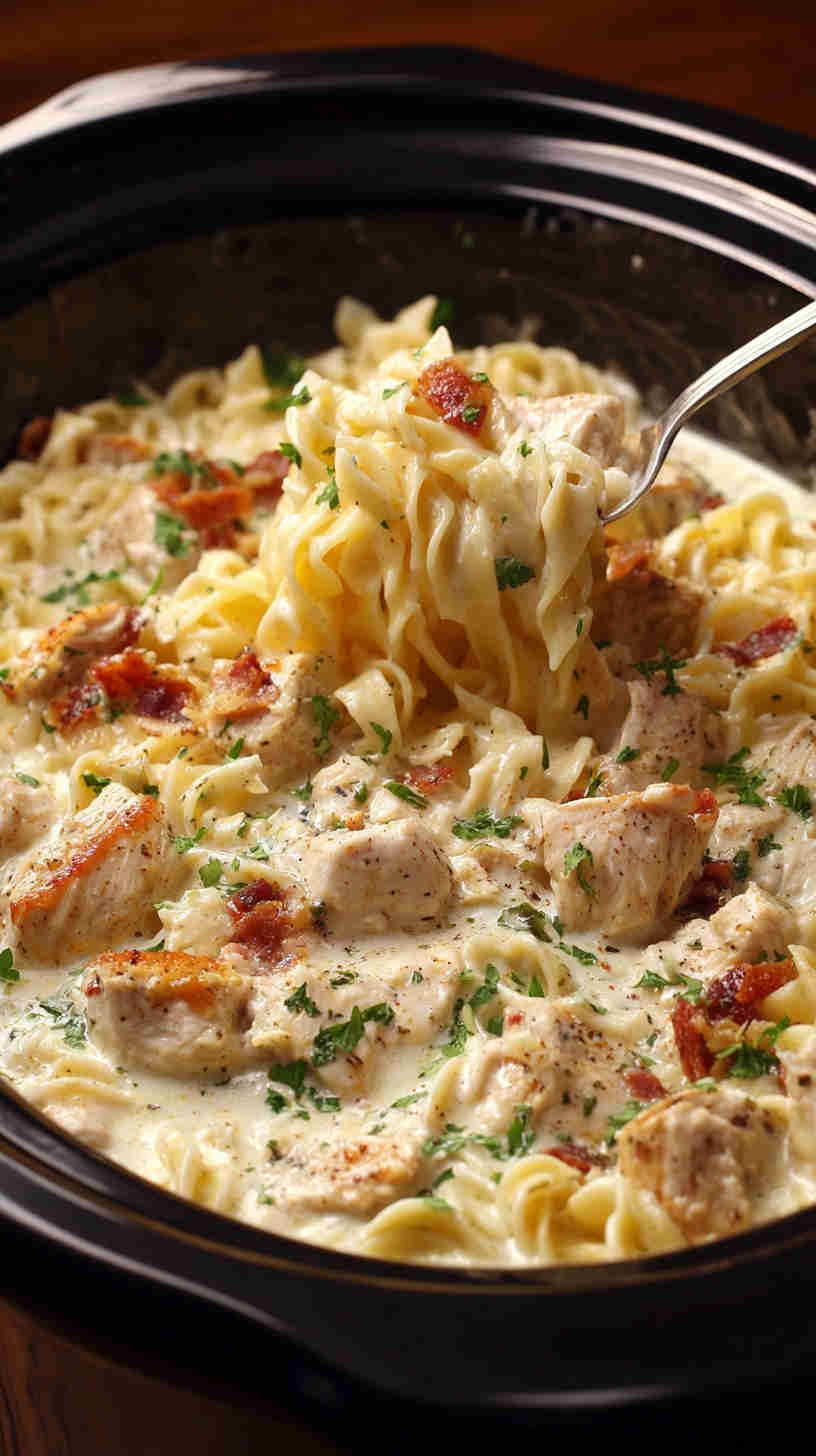 Crockpot Chicken Alfredo Pasta