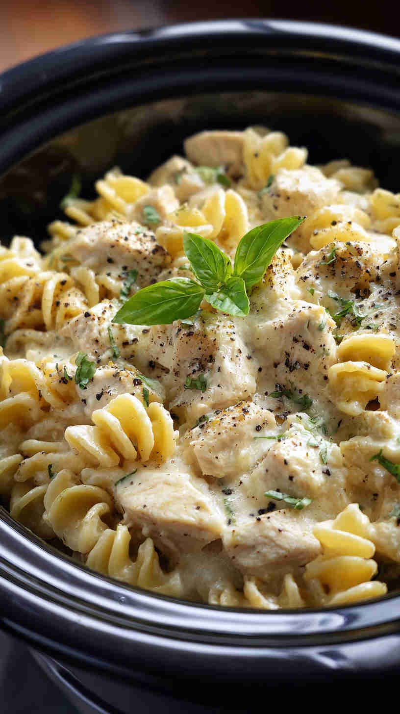 Crockpot Chicken Alfredo Pasta