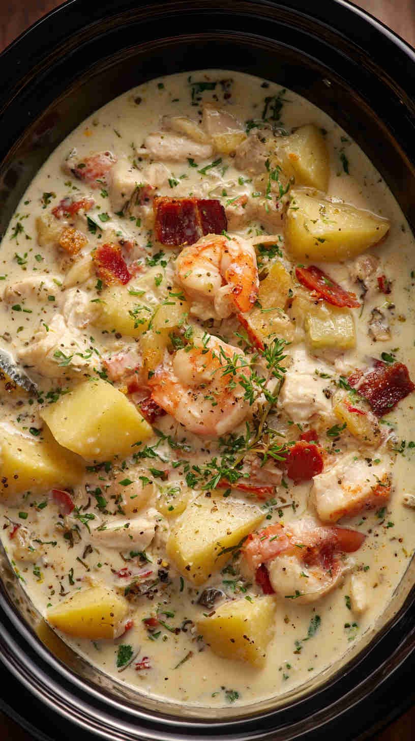 Crockpot Creamy Seafood Chowder