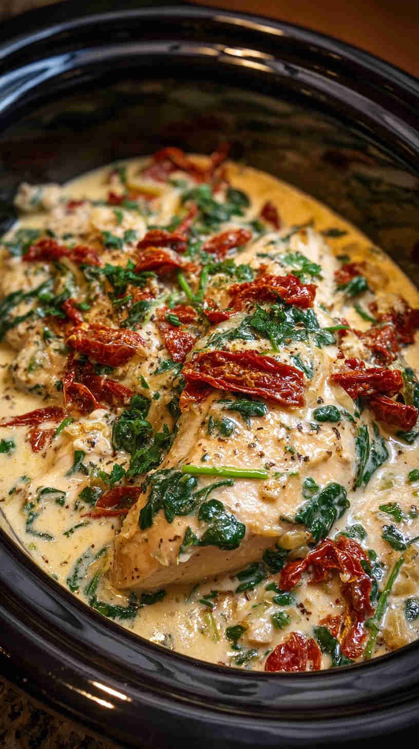 Crockpot Creamy Tuscan Garlic Chicken