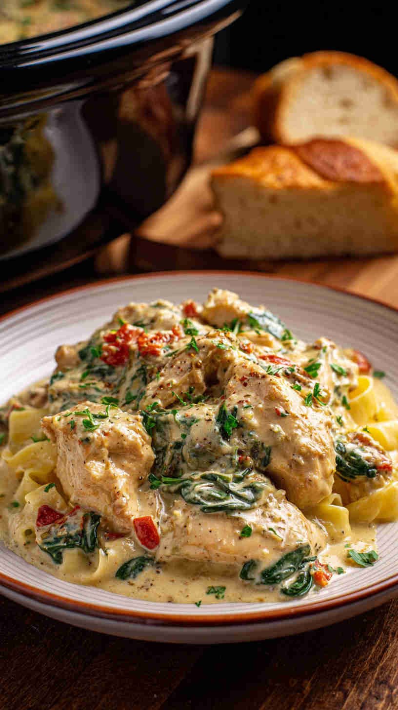 Crockpot Creamy Tuscan Garlic Chicken